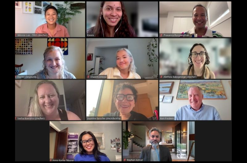 A screenshot of the DSO Annual General Meeting (2023-2024) showing 11 participants, all smiling.