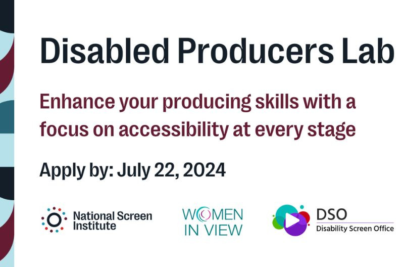 Black and maroon text with 3 logos: NSI, Women In View, DSO